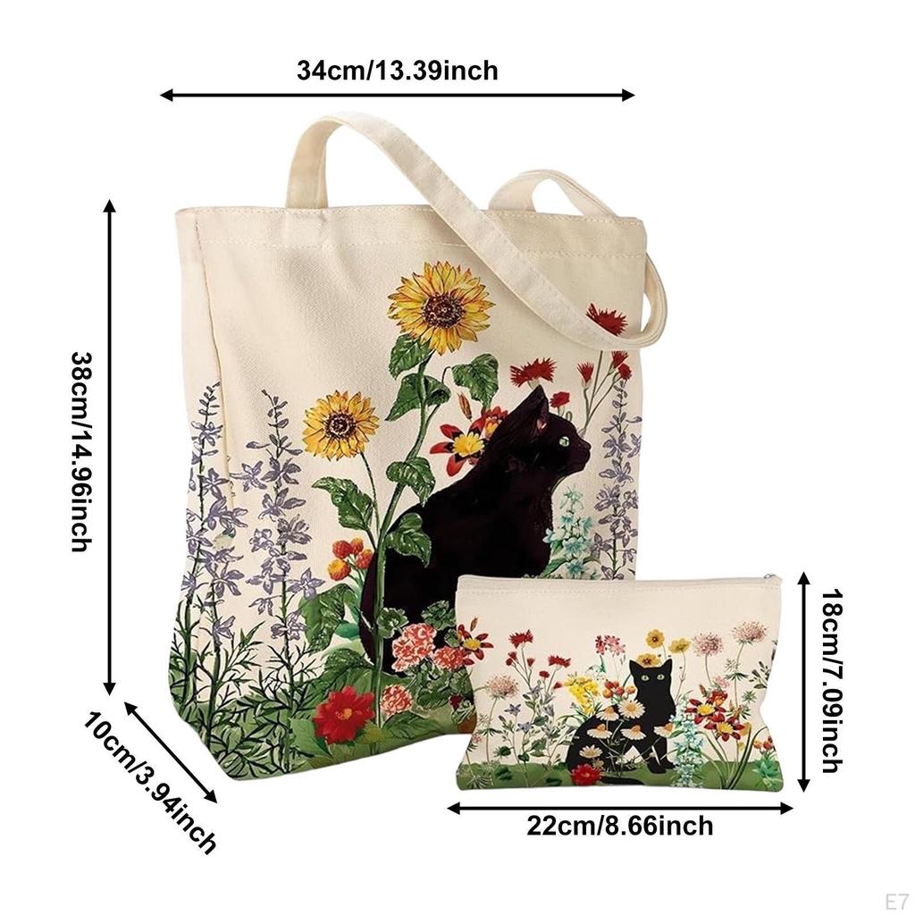 Canvas Tote Bag Grocery Holder for Travel Commuting Summer Work