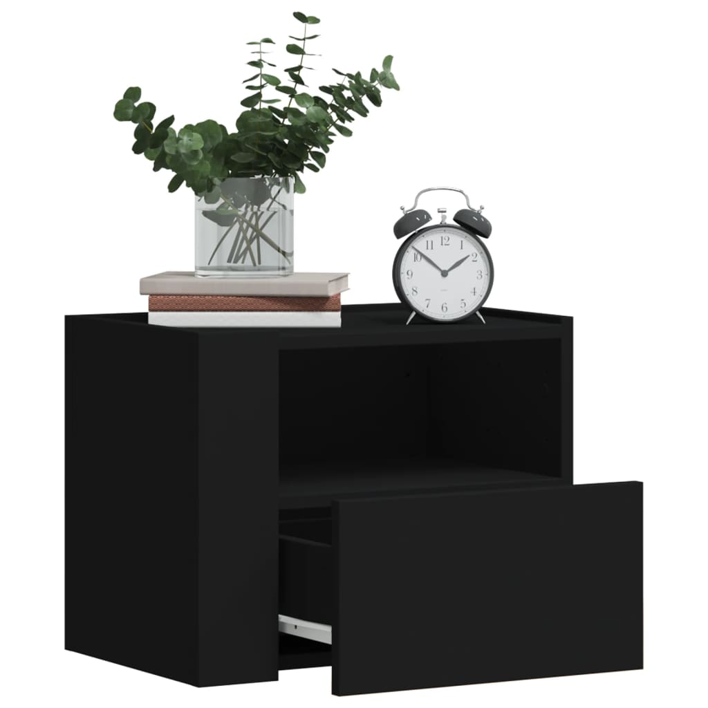 Wall Mounted Nightstand Black 45x30x35 Cm