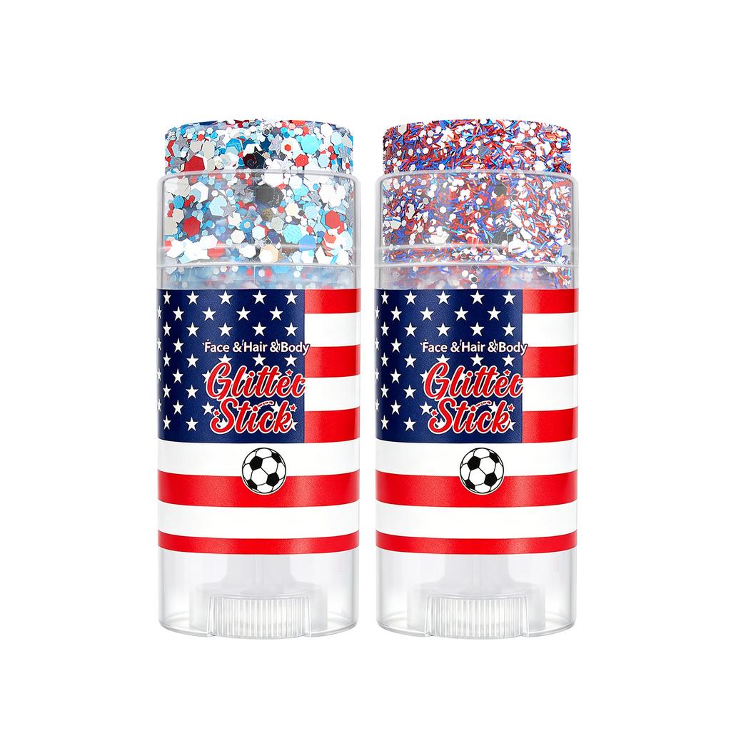 Red White Blue Glitter Gel Stick, Eye Makeup Face Hair Festival Glitter, Independence Day, Rave Party, Easy to Apply Long-Lasting Cosmetic Glitter