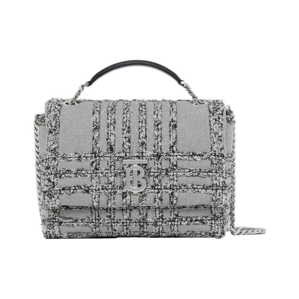 

Burberry Lola Hand-Painted Glossy Metal Trimmed Cotton Check Canvas Tote Bag Women Handbags Black White 80557181 Basic Set (Bag+Dust Bag)