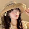Bow Streamer Straw Hat Women's Summer Seaside Beach Vacation Wind Sun Hat French Retro Sunshade Sun Hat
