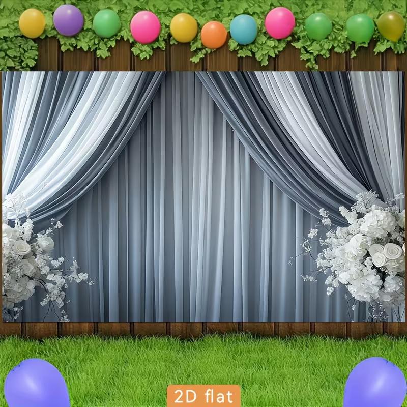 Grey Drape Backdrop with White Flowers for Wedding, Reception and Ceremony