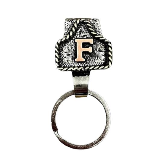 Western Cowboy Letter Keychain Vintage Initial A-Z Key Clip Metal Key Chain Belt Keyring Denim Style Accessory