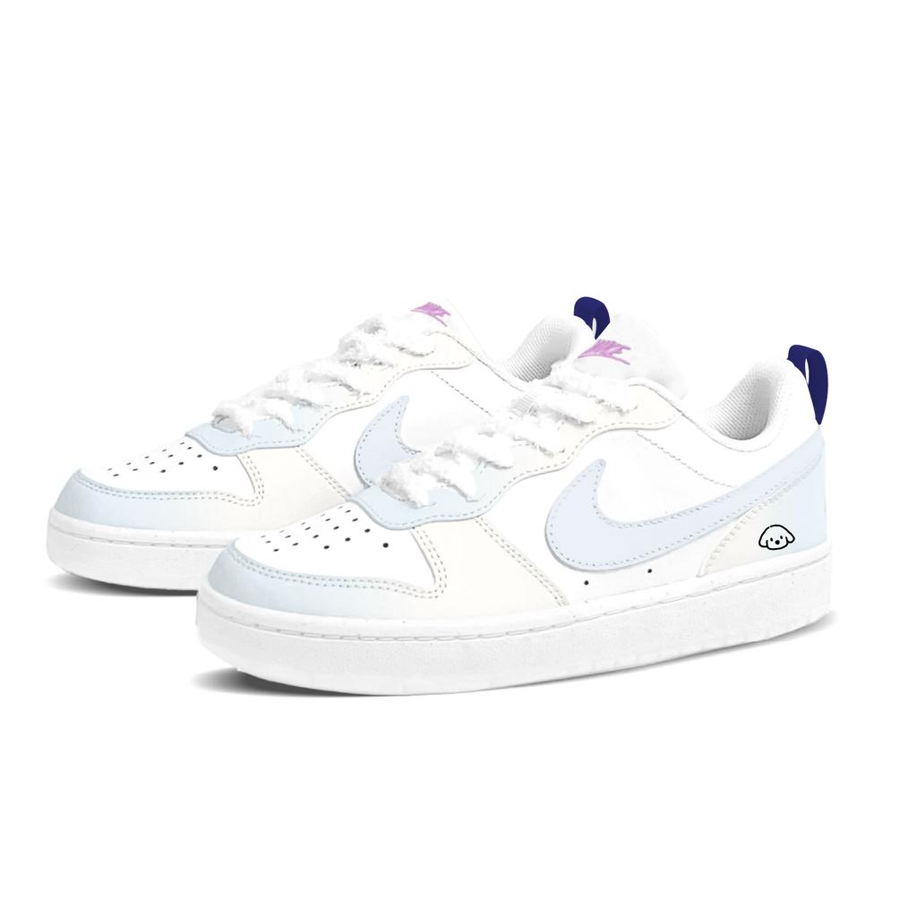 Nike Court Borough Ice Blue Coconut Low top Skateboard Shoes Women's Blue White FV8120-141(Team1121-)