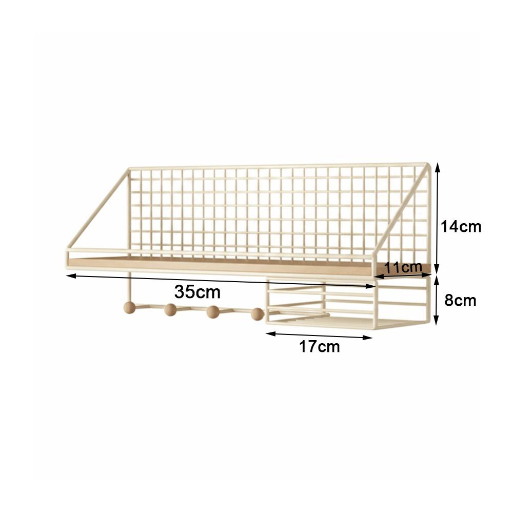 Metal Wood Wall Shelf Open Grid Multi-Layer Floating Wall Shelves Minimalist Style Display Storage Rack Living Room