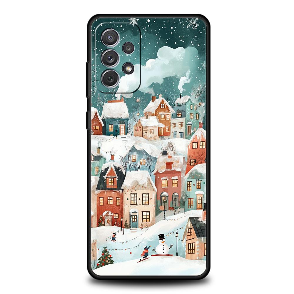 Phone Case for Samsung Galaxy A55 A53 A52 A52S A51 A41 A35 A32 A25 A23 A15 A13 Soft TPU Merry Christmas Beautiful Winter Snow
