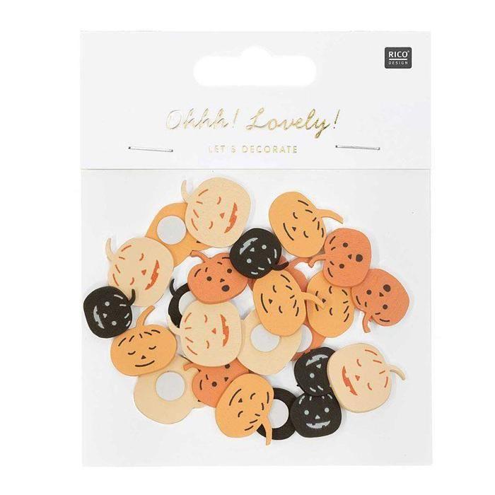 Autocollants - RICO DESIGN - Citrouille en bois - 24 pièces - Halloween - Mixte
