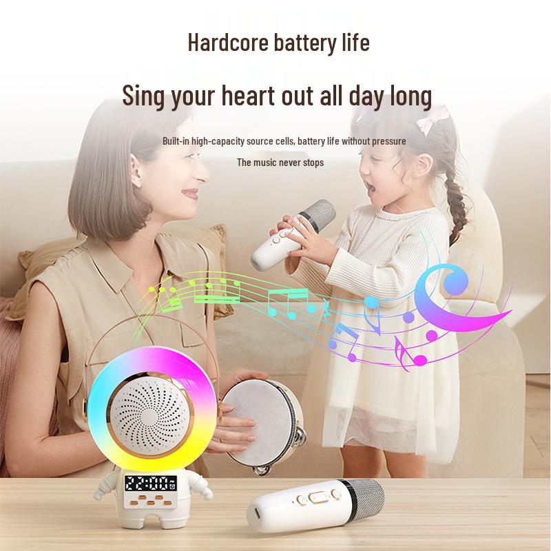 Astronaut Bluetooth Speaker & Power Bank with Wireless Microphone, Alarm Clock, and Atmosphere Light.