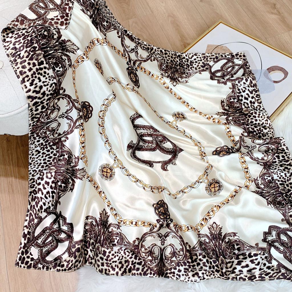 90*90cm Square Silk Scarves Women Foulard Head Office Ladies Shawl Wrap Muffler Pareo Bandanna Female Chiffon Hijab Poncho Beach