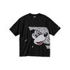 Uniqlo Camiseta Estampada com Letras de Desenho Colaboração Keith Haring Corte Solto Gola Redonda Manga Curta Unissex Tops Preto 461336-09