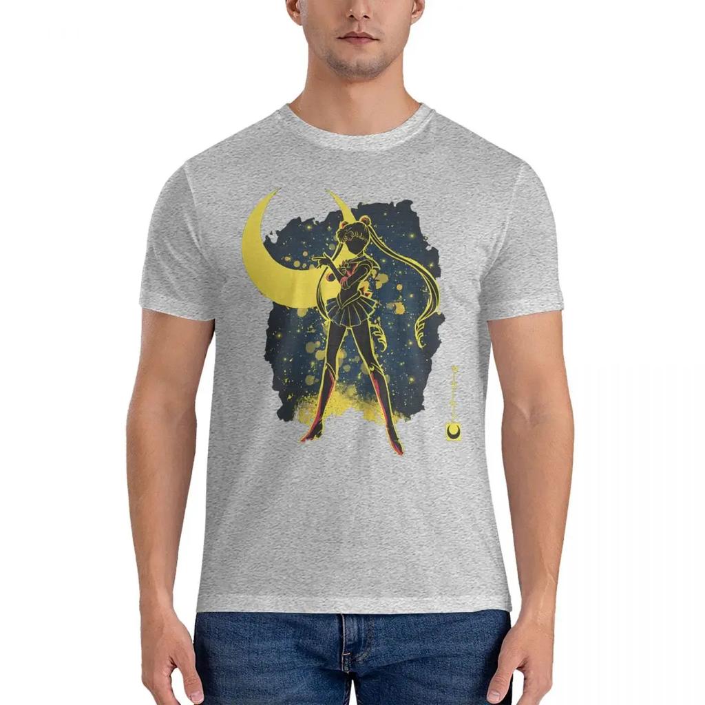 Pánský styl – Trička Trička S-Sailor Moon Čistá bavlna Topy Ležérní Krátký rukáv Trička s kulatým výstřihem Originální tričko