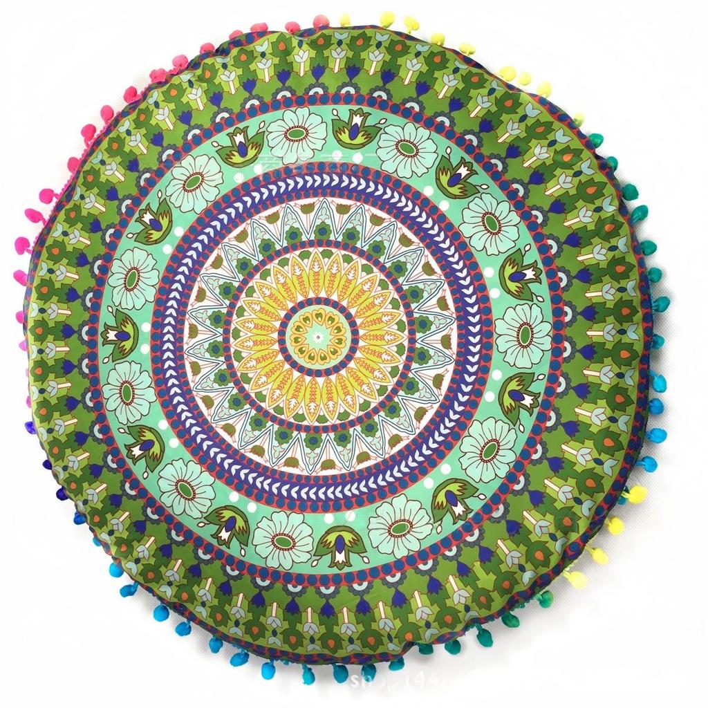 Bohemian 43cm/80cm Round Pillow Case Mandala Pattern Cushion Cover Indian Elephant Retro Meditation Floor Decorative Pillows