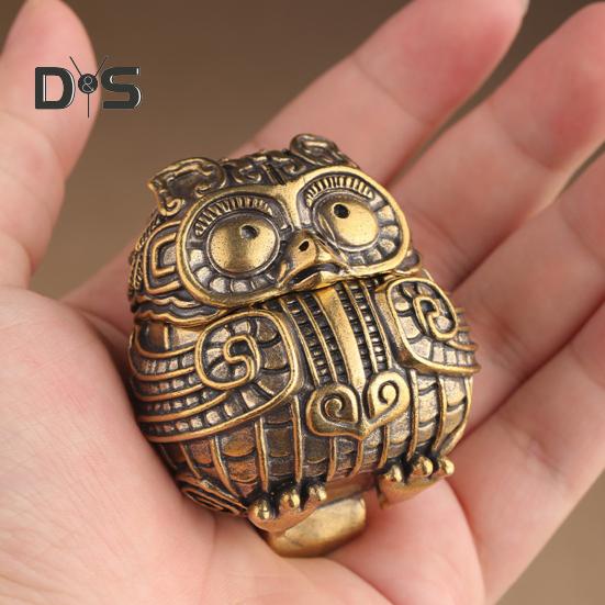 Vintage Owl Figurine Mini Owl Incense Burner with Lid Collectible Owl Ornament for Home Living Room Office Desk Bookshelf Decor
