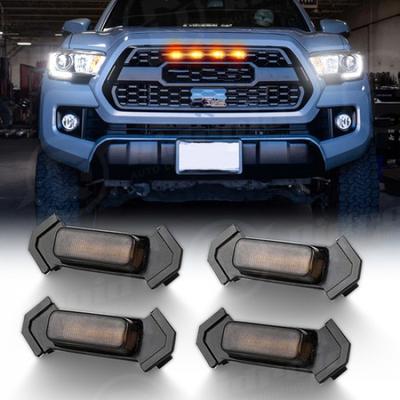 For 2016- Tacoma Front Bumper Grill With Amber LED Lights 4PCS Raptor Style