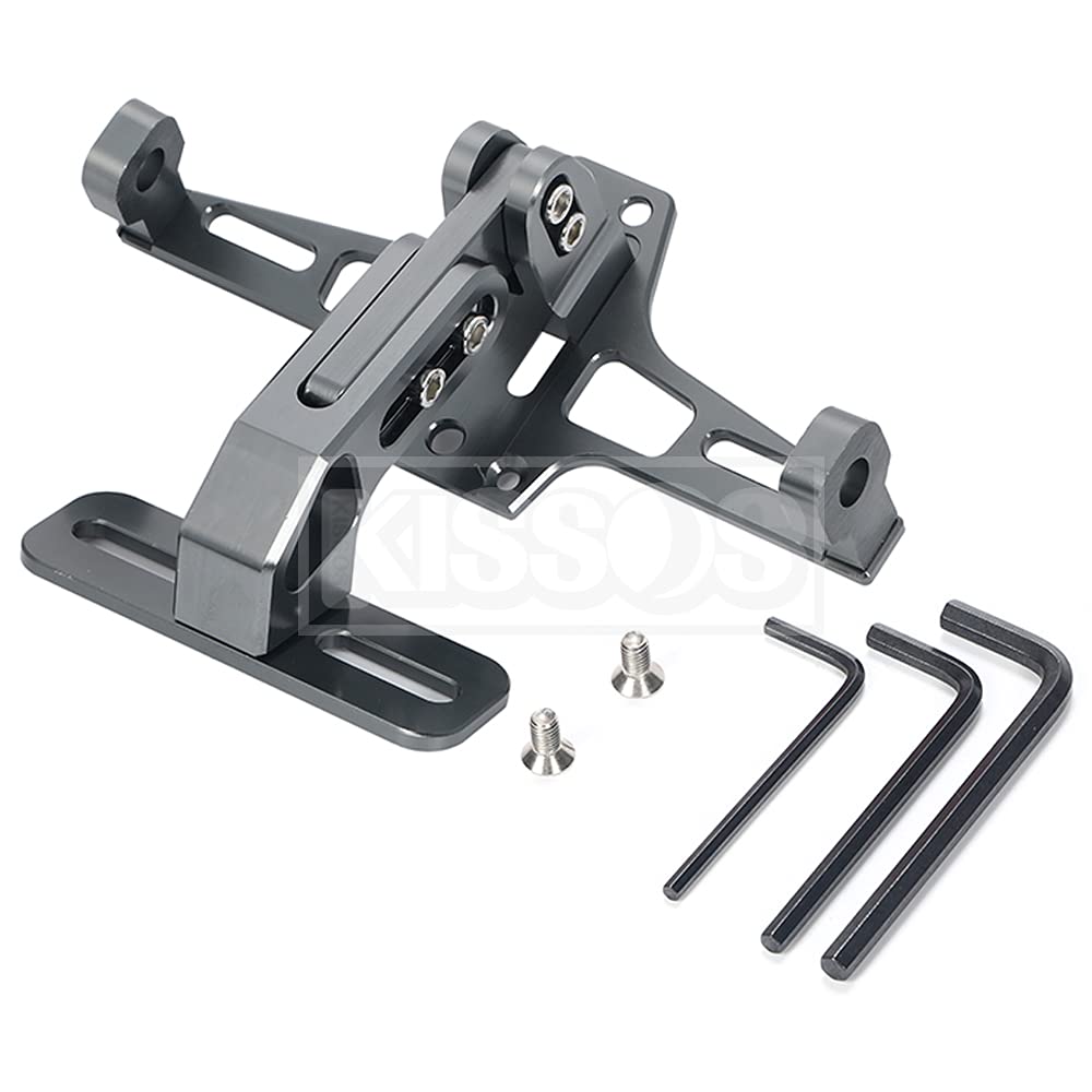 Universal Motorcycle License Plate Stay Holder with Adjustable Angle and LED Light, Custom Part (Iron)