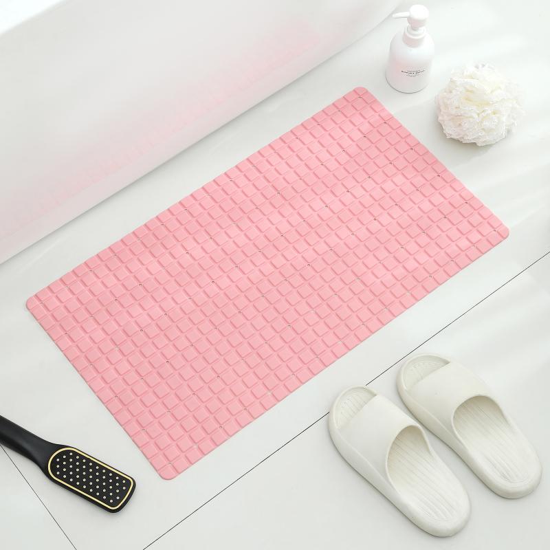 1Pc Plaid Shower Mat Suction Cups Drain Holes Pvc Non Slip 37X67Cm Bathtub Mat Bathroom Accessories