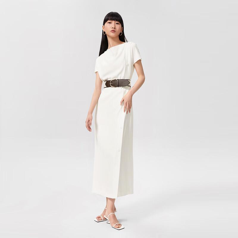 

OVVOVV Women s Satin Cowl Neck Short Sleeve Dress M