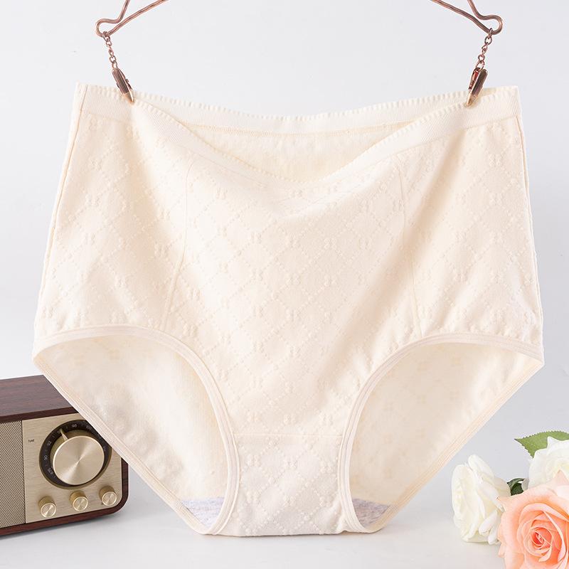 Plus Size Women's Spring and Summer Three Dimensional Jacquard Cotton Antibacterial Briefs