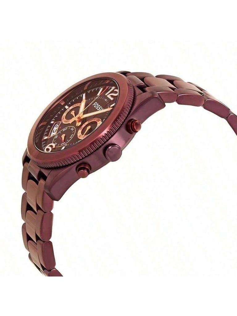Brown Stainless Steel 3-Eye Multi-Function Week & Date Business & Leisure Quartz Watch Waterproof for Women ES4110