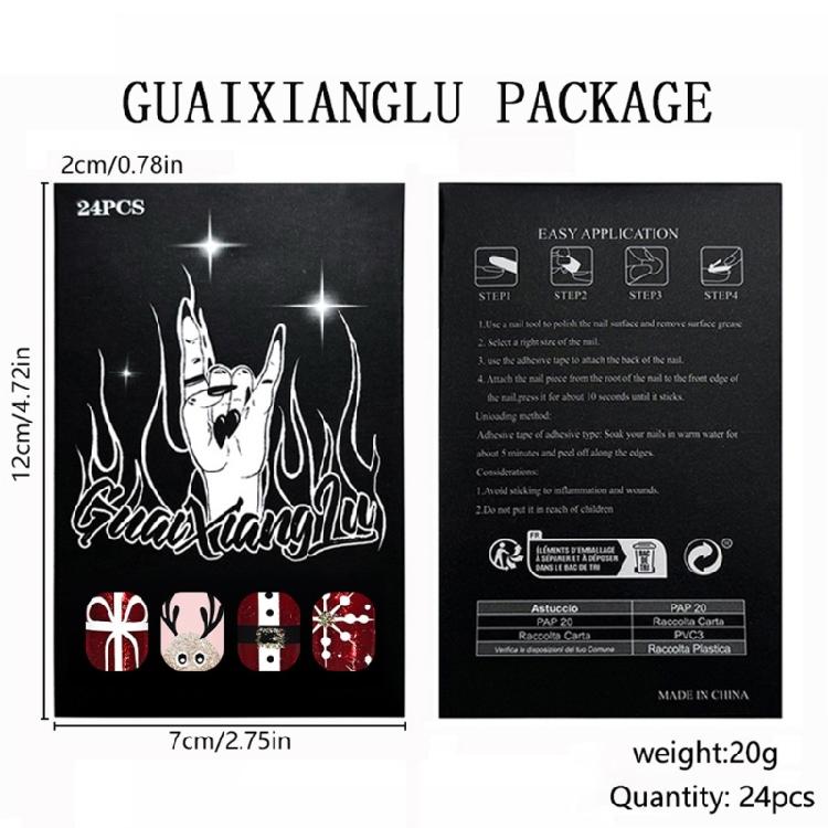 Holiday Glitters Press On Nail 24PCS Santa Snowflakes Reindeer Christmas Design Easy Application ABS Artificial Nail For Festive Event