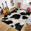 Faux Cowhide Pattern Area Rug Natural Texture Home Decor Living Room Bedroom Floor Carpet Retro Rustic Style Multiple Designs