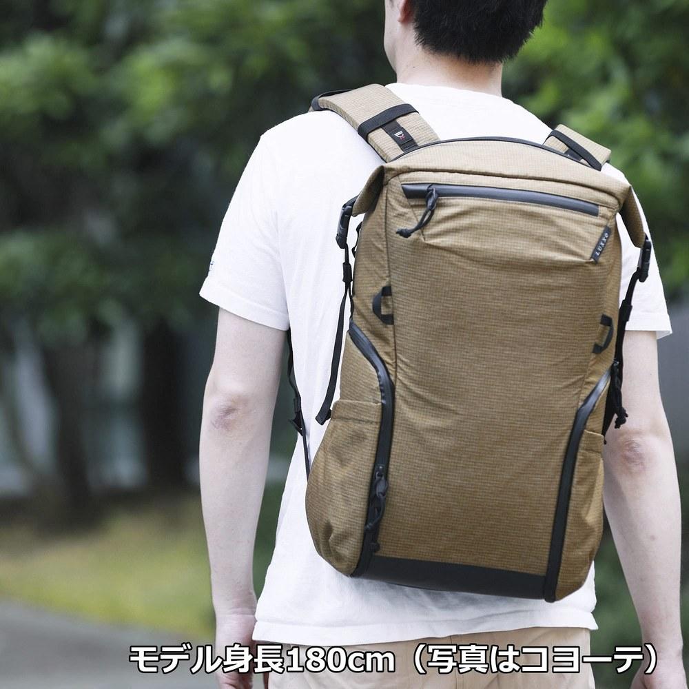 Hakuba LUXXe GRID Roll Top Backpack M Coyote Spectra Fiber CORDURA Fabric Water-Resistant Zipper