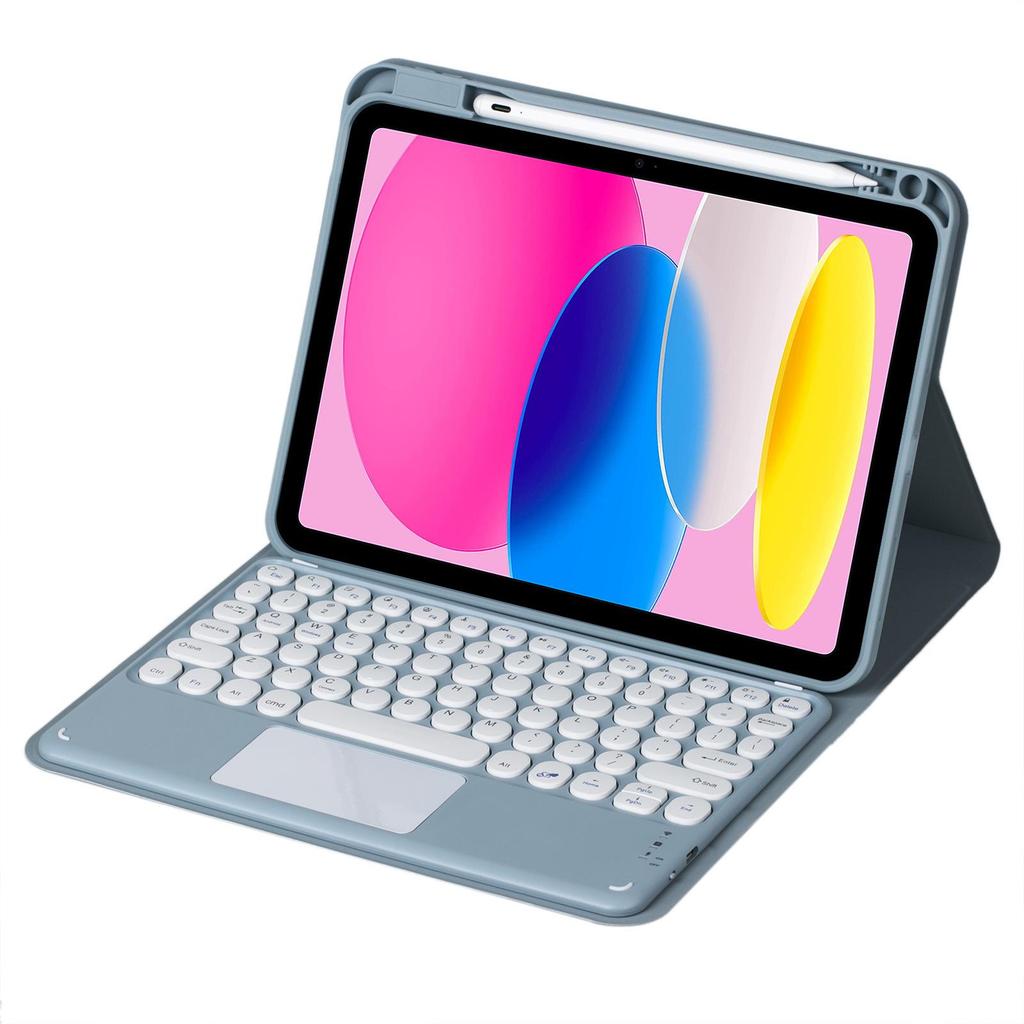 iPad 10.2 Keyboard Cover with Pro11 Round Keycaps, Air5 Pen Slot, and Touch Keyboard
