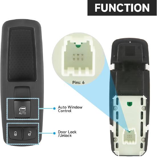 Front Right Passenger Side Master Power Window Switch - Compatible For Dodge Durango 2011-2015, For Jeep Grand Cherokee 2014 2015 - Replace Part