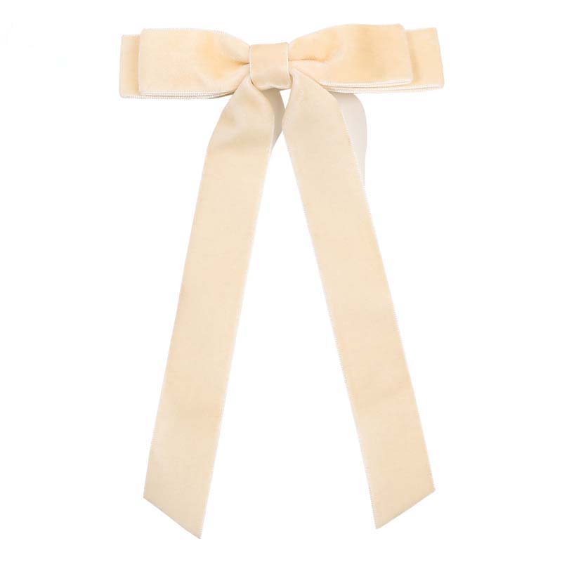 Korea Elegant Long Ribbon Velvet Bow Hairpins Women Girls Hair Clips Pin Barrettes Accessories Hairclip Headdress Headwear