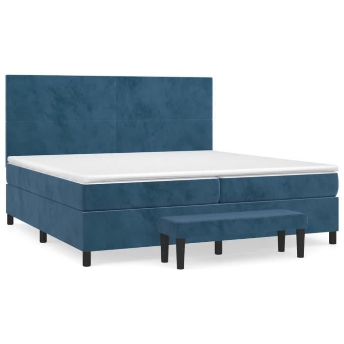 3137747 vidaXL Divan Bed and Mattress Dark Blue 200x200cm Velvet