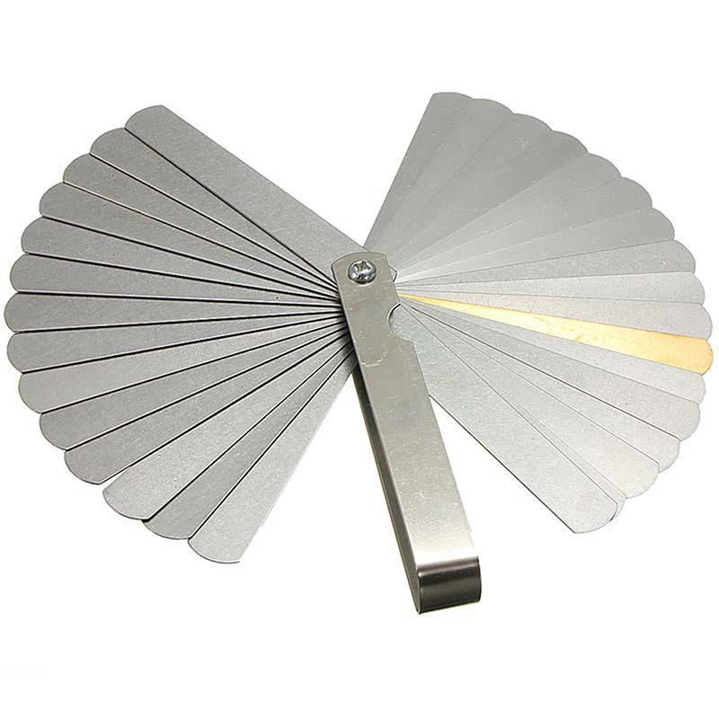 32-Piece Combo Feeler Gauge Set with Brass Shims, Imperial .0015-.035in, Metric 0.04-0.88mm Gap Thickness