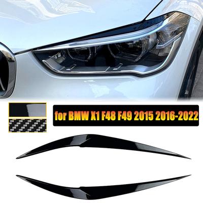 Para BMW X1 F48 F49 2015-2022 Pálpebras Farol Dianteiro Sobrancelhas Pálpebras Capa Adesivo Acabamento Plástico ABS Kit Carroceria Carro