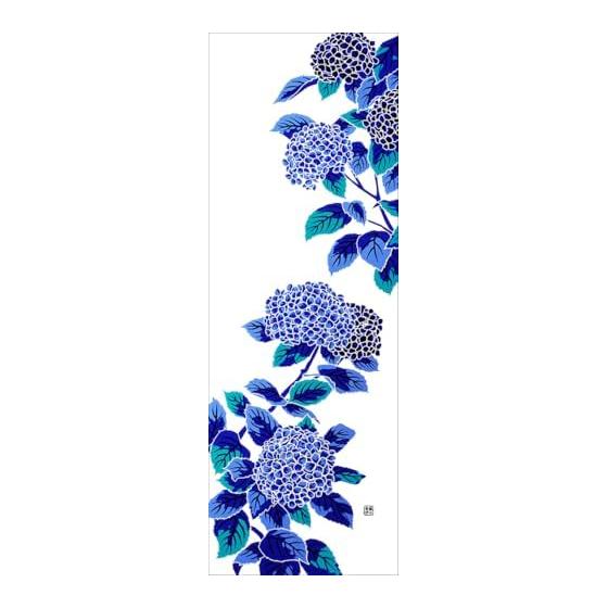 Somenbo Tenugui Towel - Hydrangea Dyeing, White, 100% Cotton, Tokka, Made in Japan, 35cm x 100cm - Rainy Season, Beautiful Hydrangeas Decorating the
