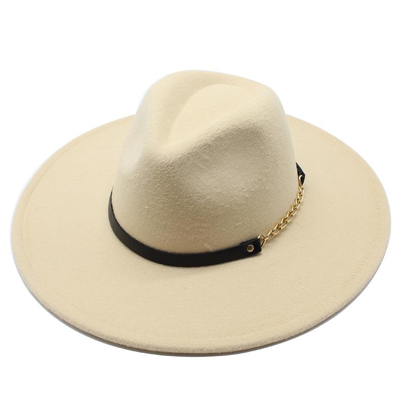Wool 9.5Cm Big Eaves Jazz Top Hat Men'S And Women'S Peach Heart Top Chain Top Hat Felt Hat