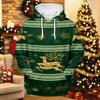 Men's Long Sleeve Hooded Sweatshirt with Christmas Print for Casual Holiday Wear