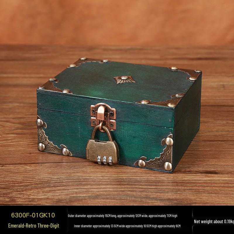 Vintage Wooden Jewelry Storage Box with Lock - Ideal for Earrings, Necklaces, Gifts, and Photography Props.