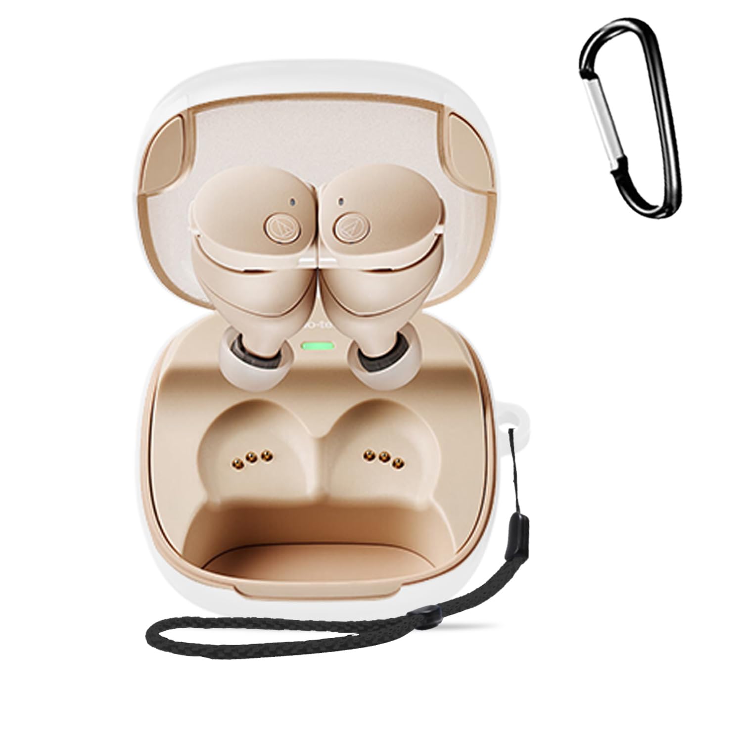 

Case for Audio-Technica ATH-CKS50TW2, Full protective cover, Silicone case [HUKWIMO] Comes with carabiner, Shockproof, Waterproof, Dustproof, Can be