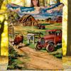 Farm Animals Countryside Scenery Fleece Printed Flannel Blanket, Warm Soft Throw Sofa Bed Blanket