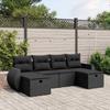 Vidaxl 6-Cz. Set di Mobili da Giardino con Cuscini, Polyrattan Nero