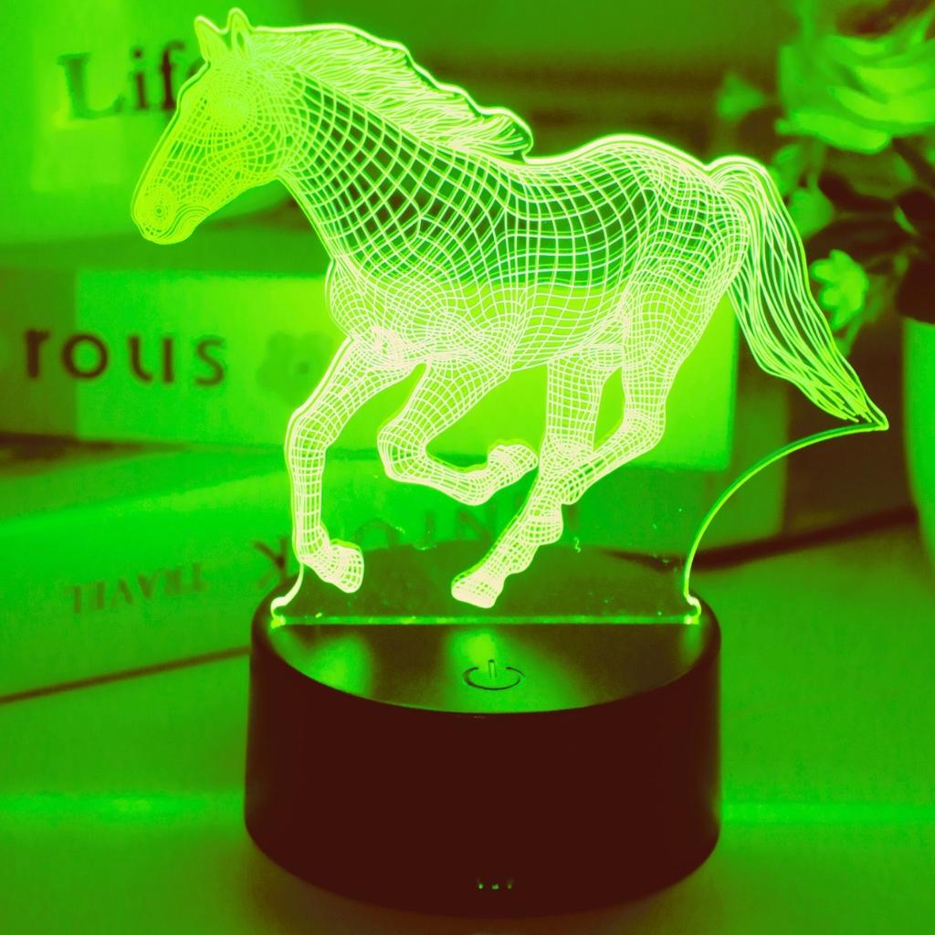 Creative Galloping Horse Shaped 3D Night Light Touch 7-color Color Decoration Room Atmosphere Gift Light As a Holiday Gift.