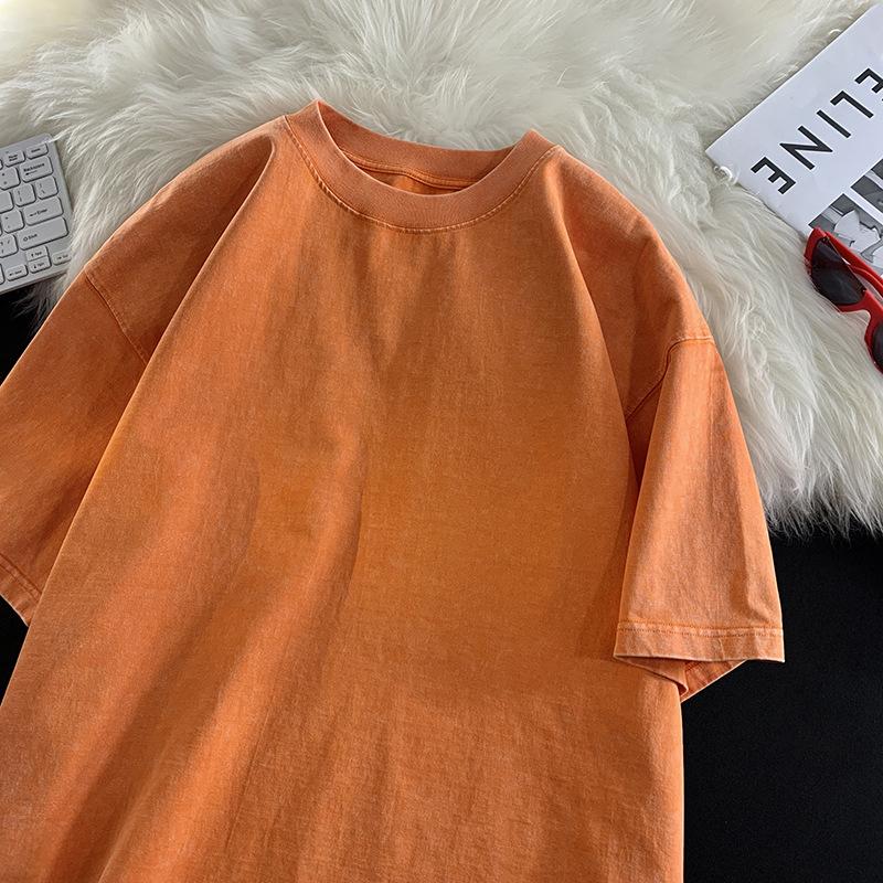 Übergroßes, säuregewaschenes T-Shirt für Damen, Vintage-T-Shirts, lässige Wash-T-Shirts, Mädchen-Retro-Luxus-Tops, T-Shirt-Kleidung