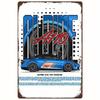 Racing Car Retro Style Metal Decorative Painting for Garage Room Decor