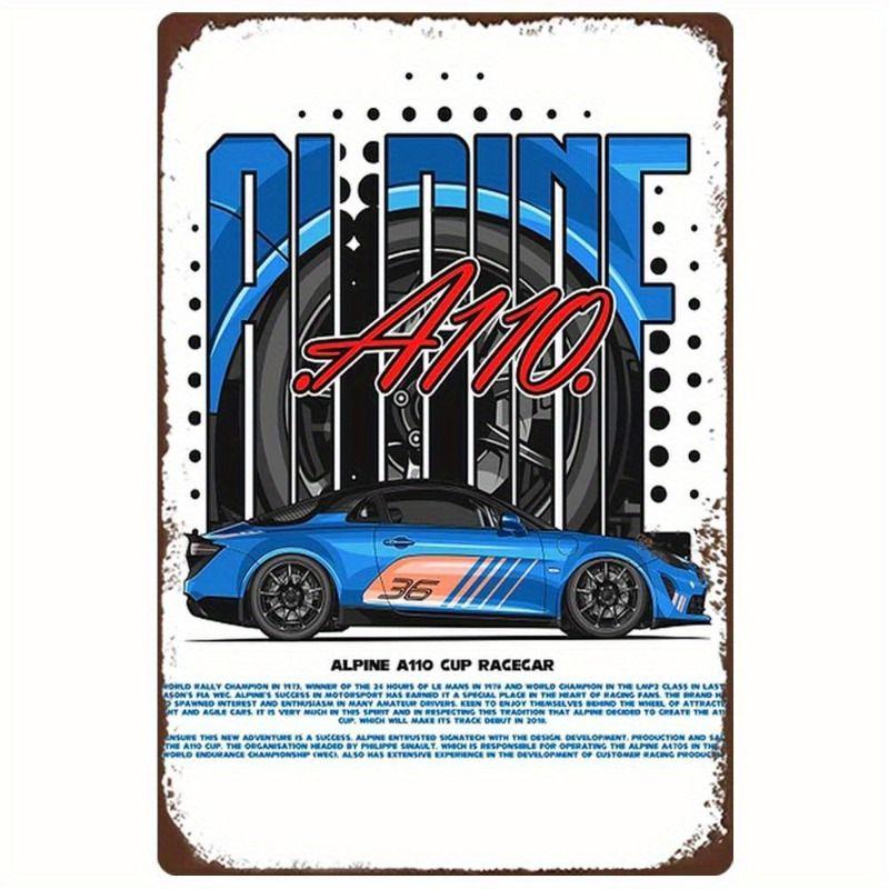 Racing Car Retro Style Metal Decorative Painting for Garage Room Decor