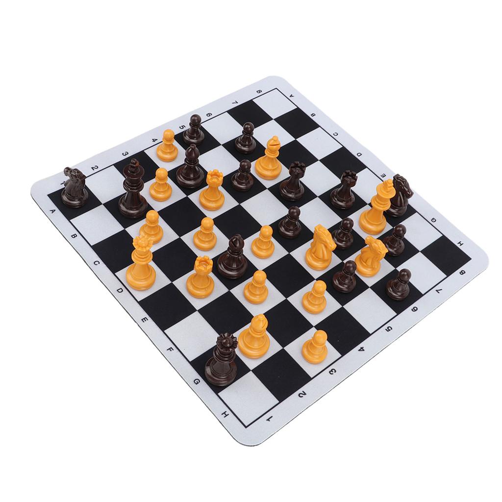 Chessmen with 1.89in King Plastic Chess Pieces with Chessboard for Adults Kids Party Supplies Brown and Yellow