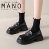 Black platform women's spring and autumn new retro thick heel single shoes small leather shoes