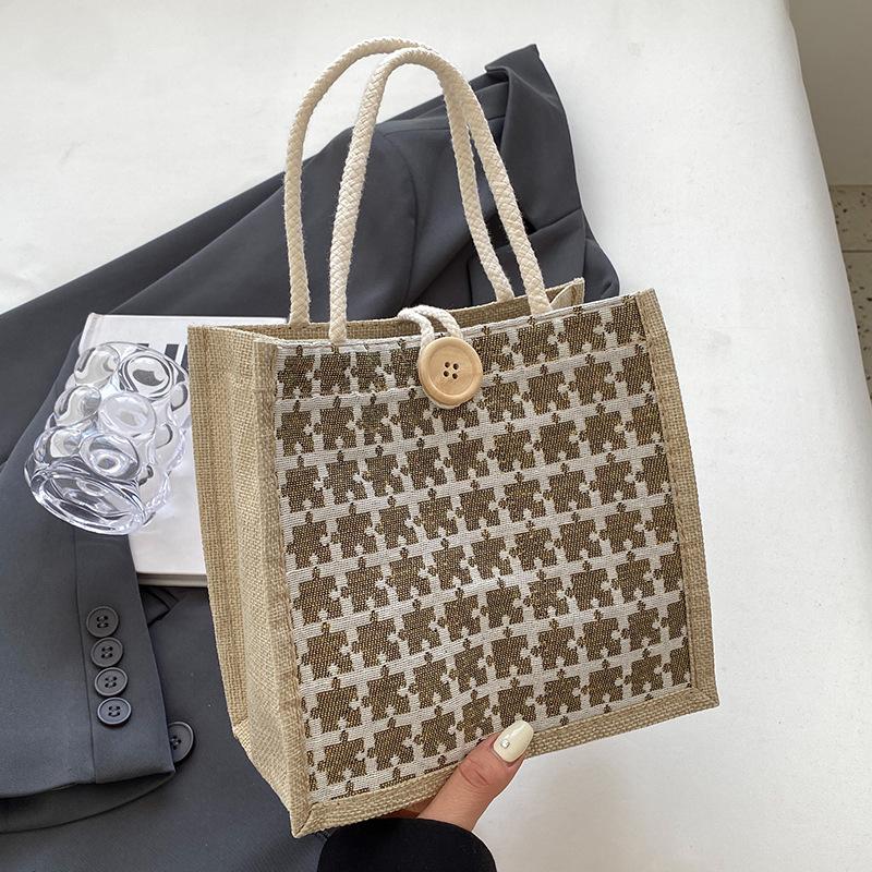 Neue Sommer-Leinentasche für Frauen zum Arbeiten und Tragen einer Lunchbox für modische Leinenhandtaschen