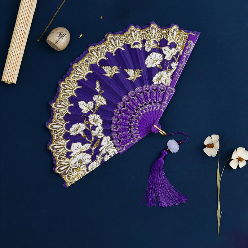 Chinese Style Folding Fan Portable Dance Performance Hand Fan Ancient Cheongsam Photography Props Classical Gift for Ladies