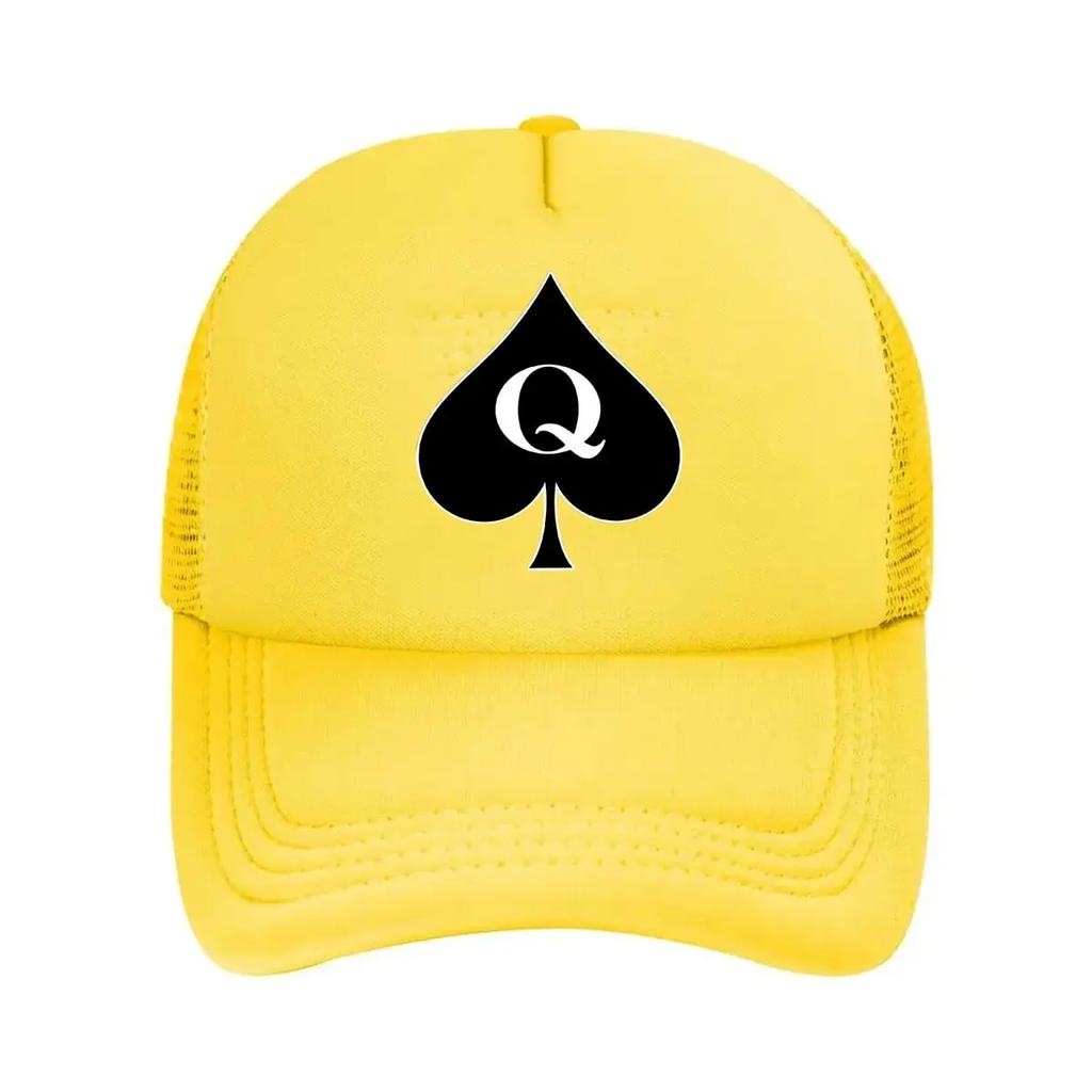 Playing - Card - Themed Graphic 'Q' of Spades for a Card - Cultural Design Mesh Baseball Cap