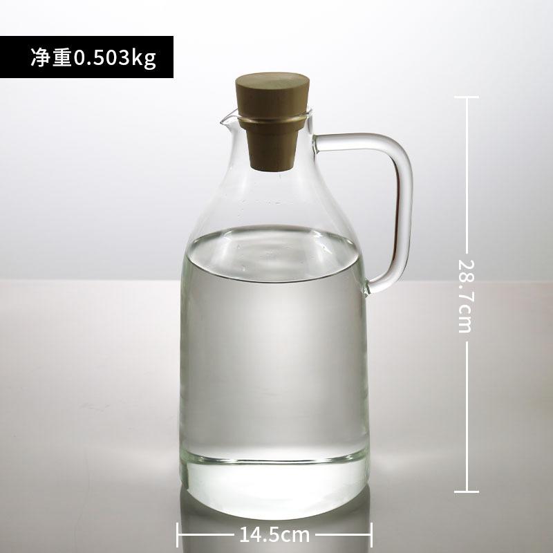 

Glass Water Bottle with Cork Stopper Handle Home Kitchen Large Capacity Refrigerator Simple Water Carafe Drinking Container Gift 2000-3000ml
