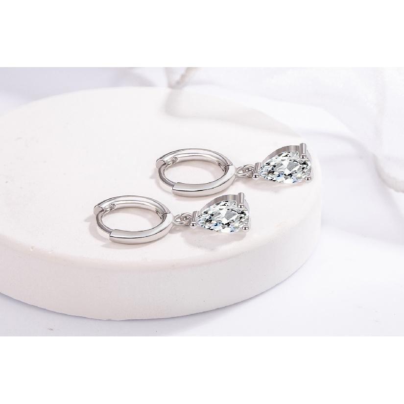 Simple Female Earrings 925 Sterling Silver Water Droplet Shaped Zircon Earrings for Women Promise Love Wedding Jewelry Brincos